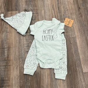 NWT Rae Dunn Hoppy Easter Baby Outfit
